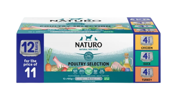 Naturo Adult Dog Grain Free Variety Pack Trays 12 x 400g