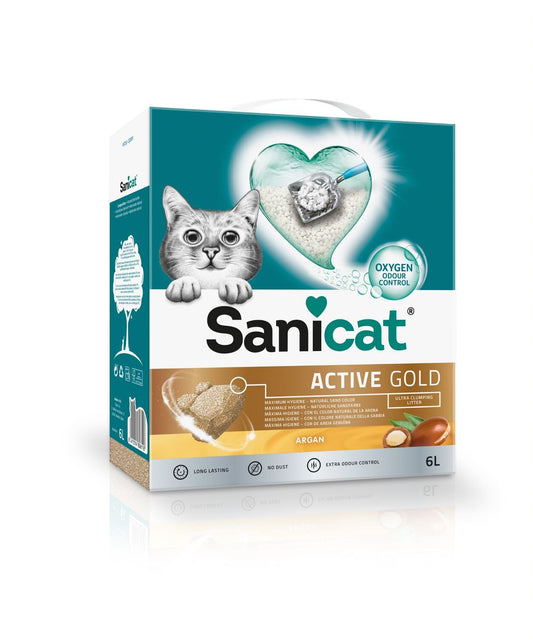 Sanicat Active Gold Cat Litter 6 Litre - Pack of 3