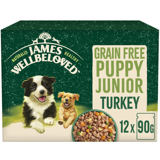 James Wellbeloved Puppy Pouch Grain Free Turkey 12 x 90g