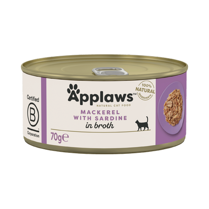 Applaws Cat Can - Mackerel & Sardine in Broth 70g - Case of 24