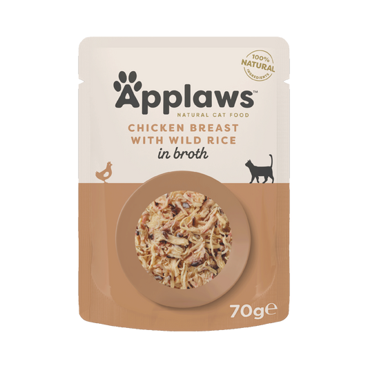 Applaws Cat Pouch Chicken Breast & Wild Rice in Broth 70g  - Case of 12