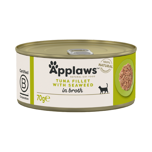 Applaws Cat Can - Tuna Fillet & Seaweed in Broth 70g - Case of 24