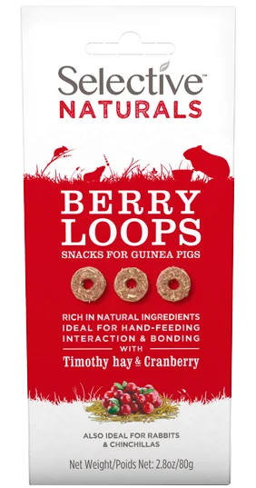 Selective Naturals Berry Loops With Timothy Hay & Cranberry 80g - Case of 4