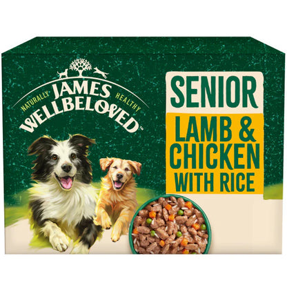 James Wellbeloved Senior Dog Pouch Lamb and Chicken with Rice 12 x 90g