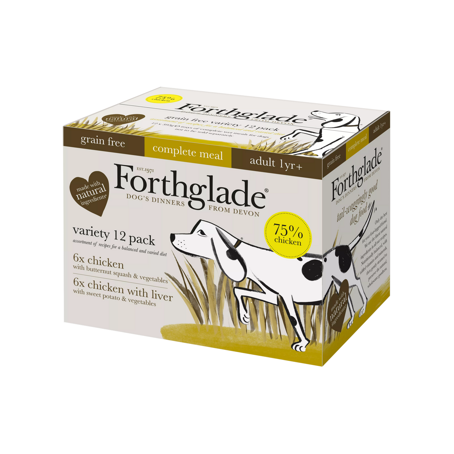 Forthglade Complete Grain Free Adult Variety Chicken & Chicken Liver Multipack 12 x 395g