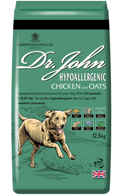 Dr John Hypoallergenic Chicken with Oats Adult Dog Food 12.5kg - Buy 2 Bags Save 5%