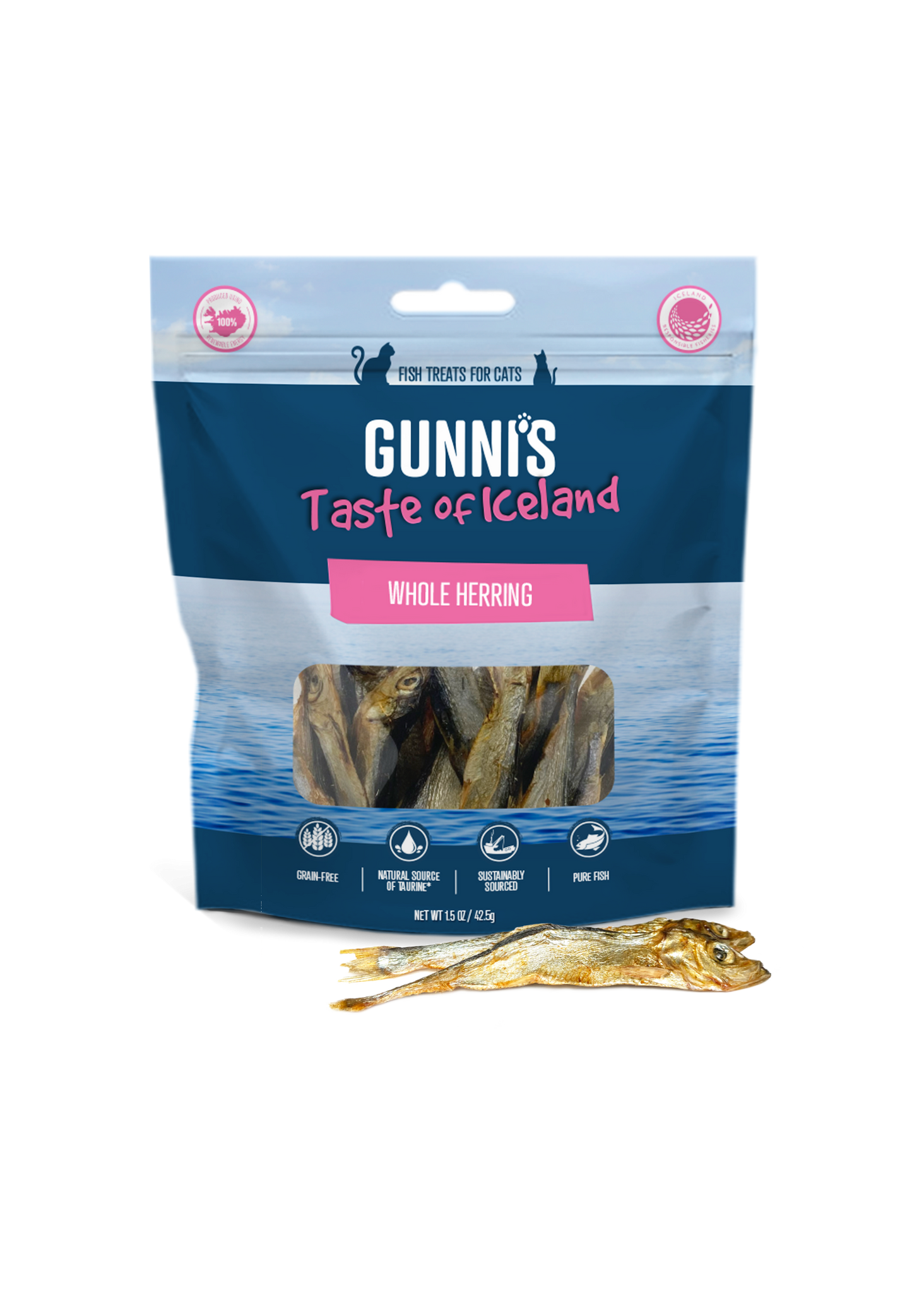 Gunni's Traceable Fish Cat Treats - Whole Herrings 42.5g