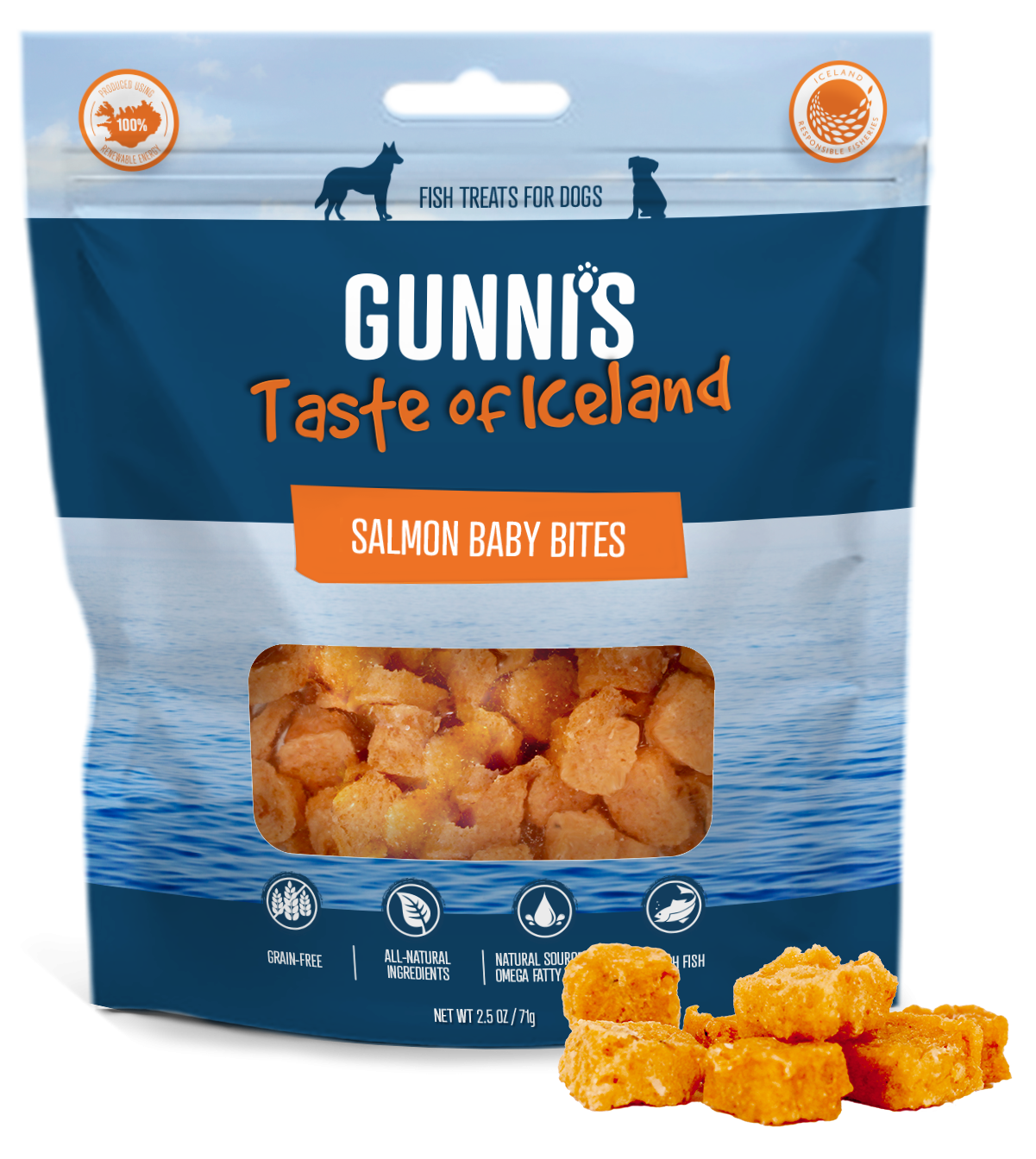 Gunni's Traceable Fish Dog Treats - Salmon Baby Bites 80g