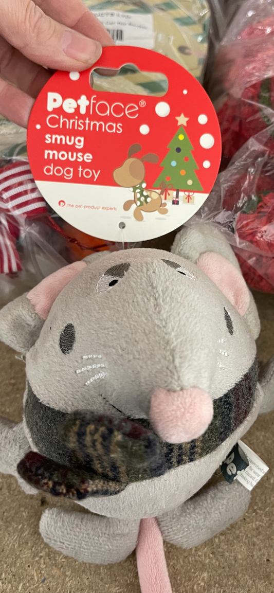 Petface Christmas Smug Mouse Dog Toy