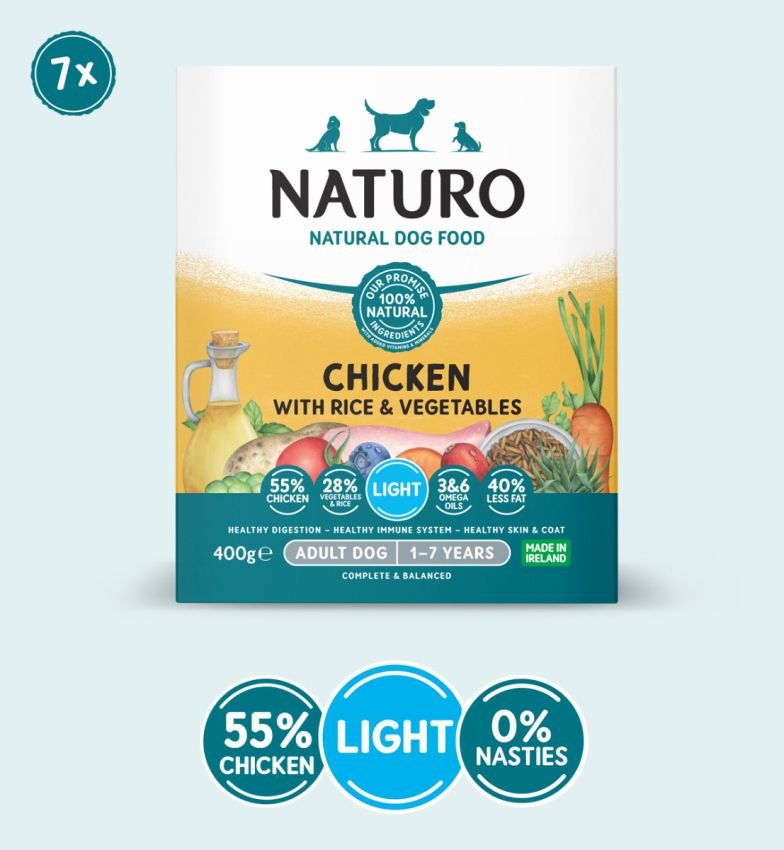 Naturo Adult Dog Tray Light Chicken Rice & Veg 7 x 400g