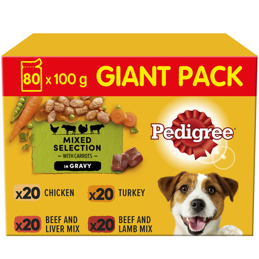 Pedigree Dog Pouch Adult - Mixed Selection in Gravy 80 x 100g