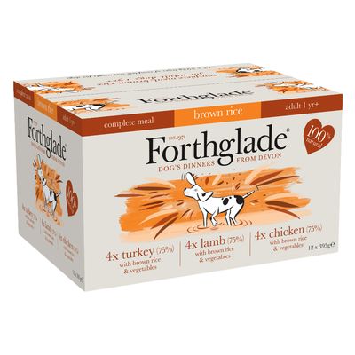 Forthglade Complete with Brown Rice Adult Dog Tray Mixed Multipack 12 x 395g (BBD NOV 24)