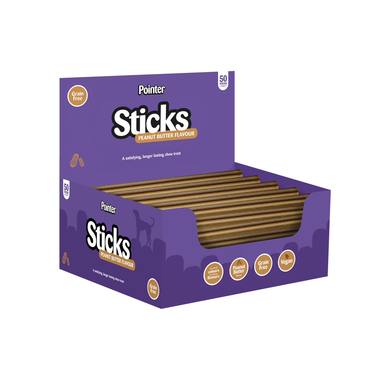 Pointer Peanut Butter Sticks (Case of 50) - Free P&P