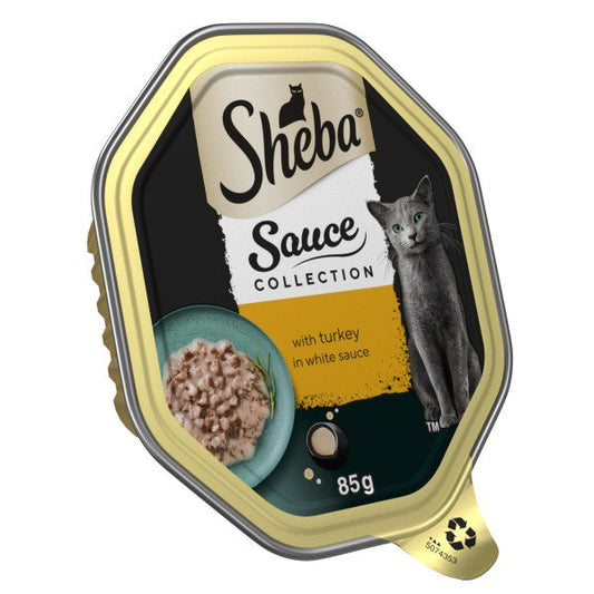 Sheba Cat Foil Tray Sauce Collection Turkey in White Sauce 22 x 85g