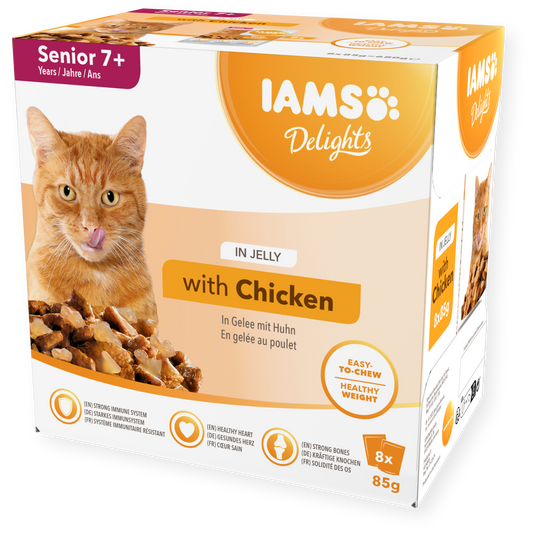 IAMS Wet Cat Food Delights Senior Chicken in Jelly 8 x 85g