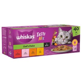 Whiskas Pouch 1+ Tasty Mix Chef's Choice in Gravy 40 x 85g MEGA Pack