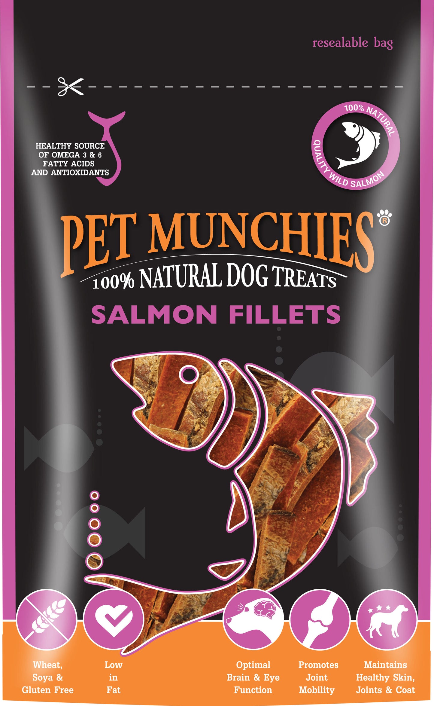 Pet Munchies Dog Treats - Salmon Fillets 90g