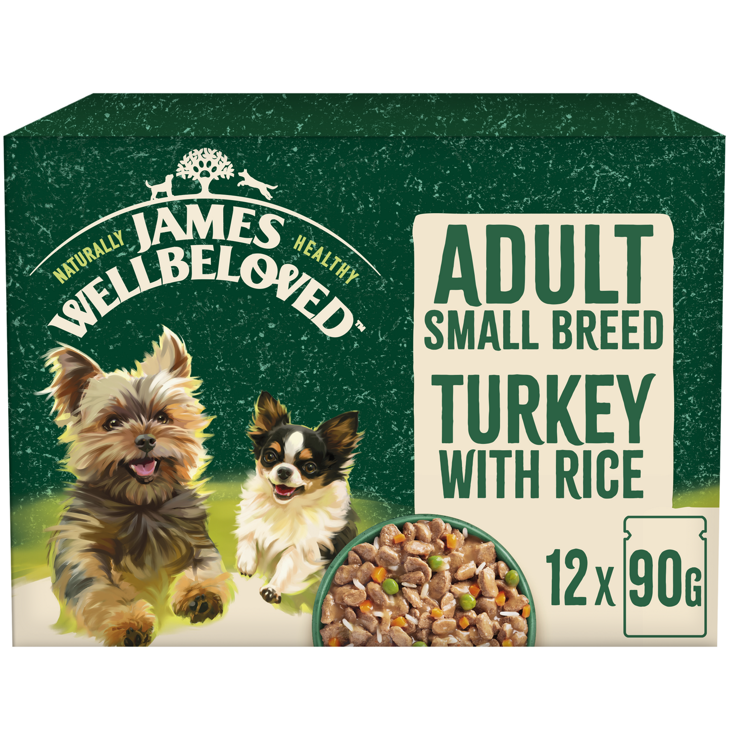 James Wellbeloved Adult SMALL BREED Dog Pouch Turkey with Rice 12 x 90g