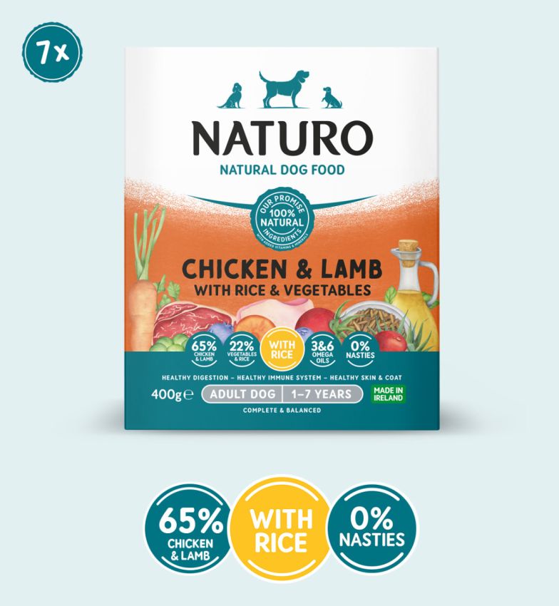 Naturo Adult Dog Tray Chicken Lamb Rice & Veg 7 x 400g