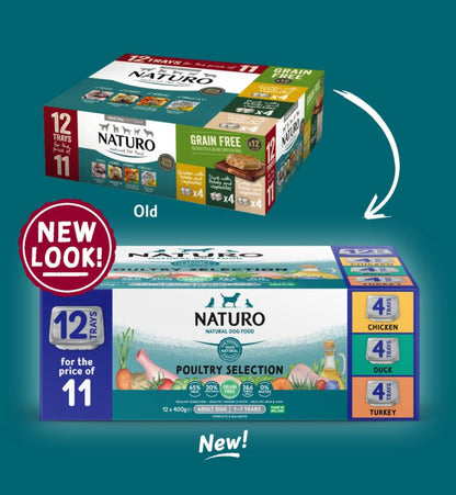 Naturo Adult Dog Grain Free Variety Pack Trays 12 x 400g