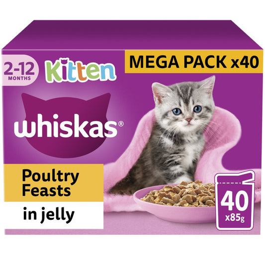 Whiskas Pouch Kitten Poultry Feasts in Jelly 40x 85g Mega Pack