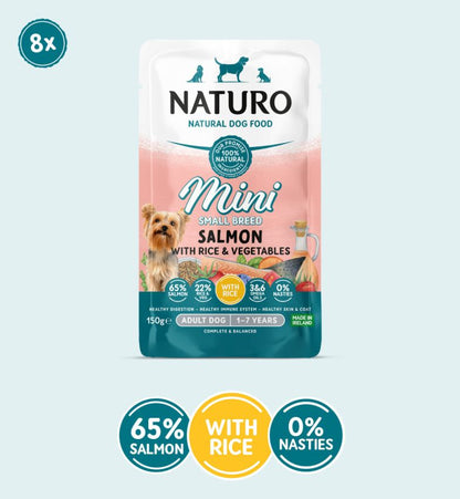 Naturo Adult Mini Pouch - Salmon with Rice & Veg 150g x 8