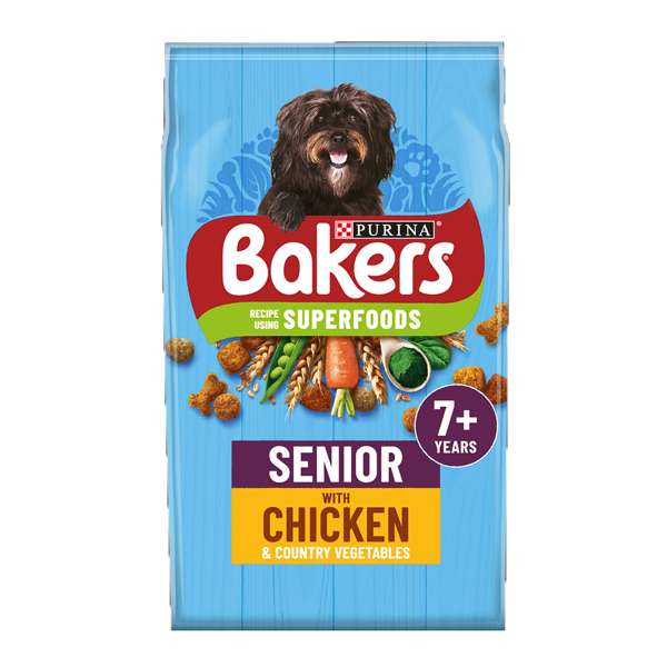 Bakers Senior Dry Dog Food Chicken Veg Time for Paws