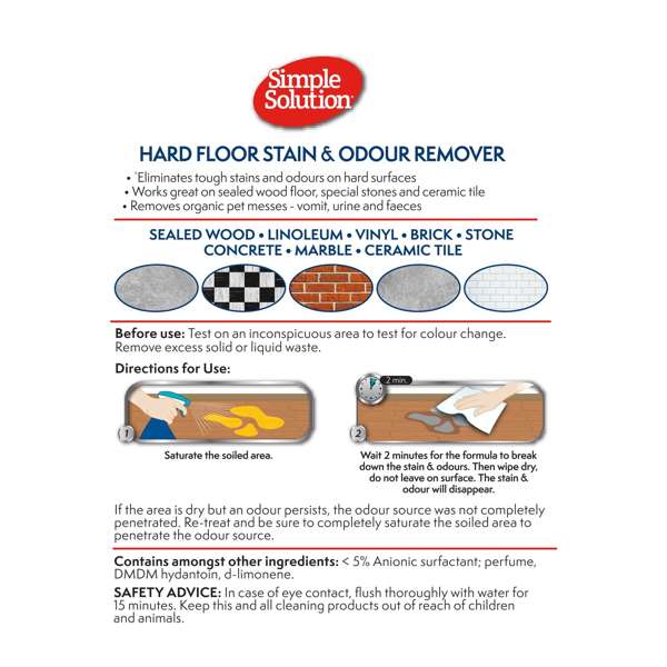 Simple Solution Hardfloor Stain & Odour Remover 750ml