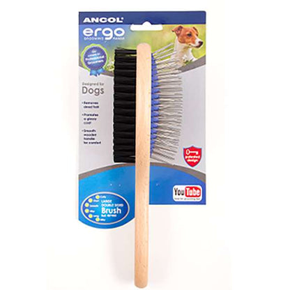 Ancol Ergo Wooden Hand Double Sided Brush